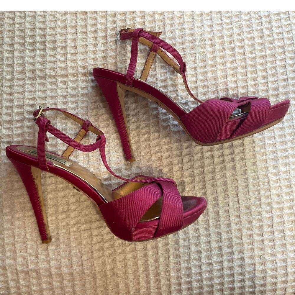 Badgley Mischka Glam Eventwear Purple T Strap Stiletto Heels W/ Dust Bag Sz 6.5 - Picture 5 of 16